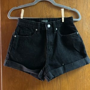 Black denim shorts